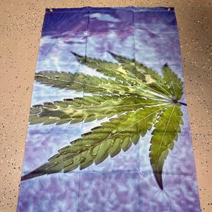 Serene Waters Cannabis Leaf Flag