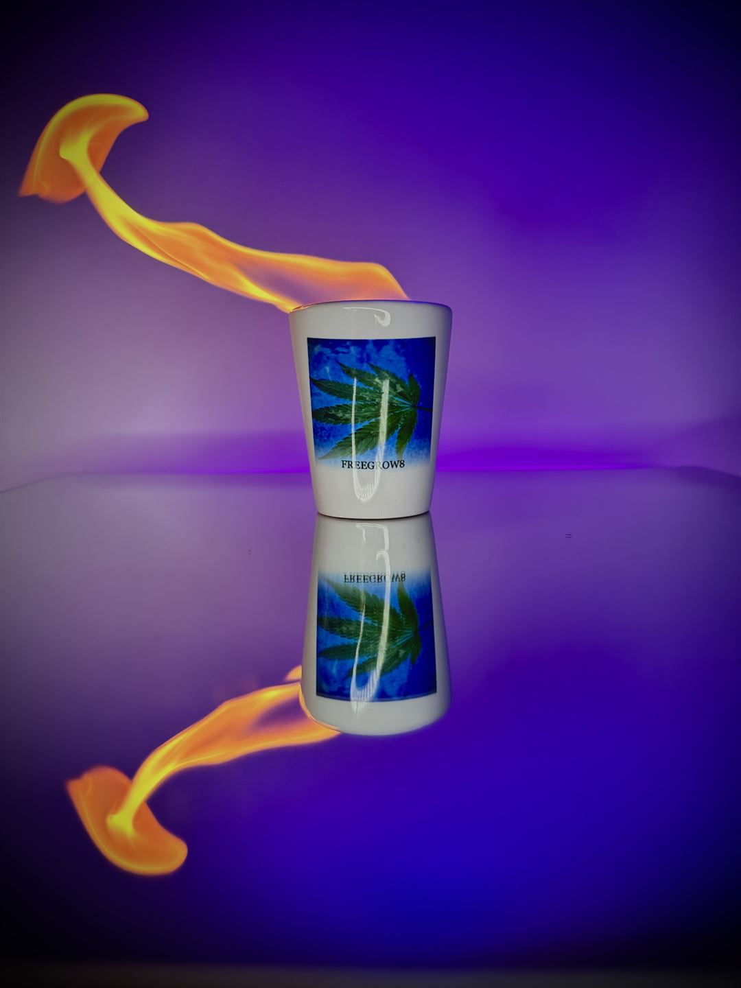 Floating Weed Leaf Close-Up Shot Glass